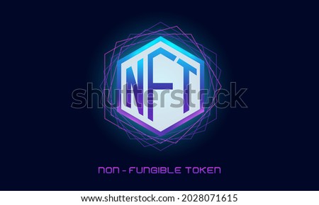 NFT non-fungible token. Non-fungible token text design background.Technology abstract.Futuristic vector.NFT concept