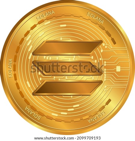 Solana (SOL) crypto currency gold coin.Digital money exchange.