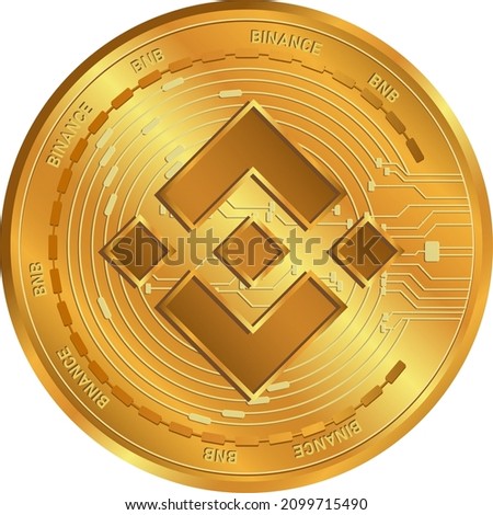 Binance (BNB) crypto currency gold coin icon.Digital currency financial. 