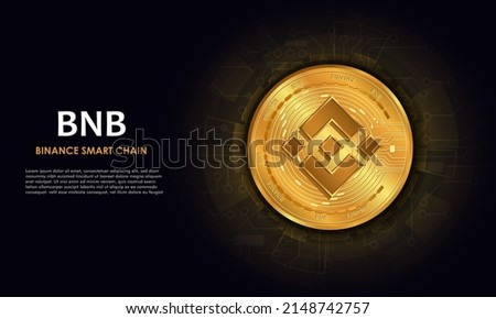 Binance samart chain BNB.Technology background with circuit.BNBlogo.Crypto currency concept.