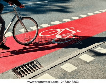 Similar – Image, Stock Photo Bike lane marks and pedestrian crossing