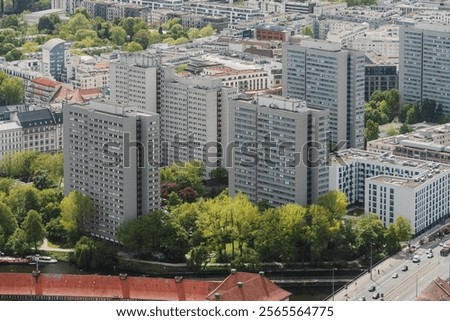 Similar – Image, Stock Photo High-rise buildings in Berlin at Potsdamer Platz with inserted moon