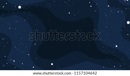 Vector space background with copy space. Cute flat style template with Stars in Outer space.