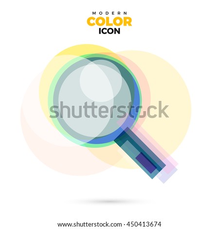 Zoom magnifier Modern varicolored lucent Icon for web, app. New concept geometric design, rainbow color symbol. Logo technology sign isolated on white. Vector illustration in creative style.