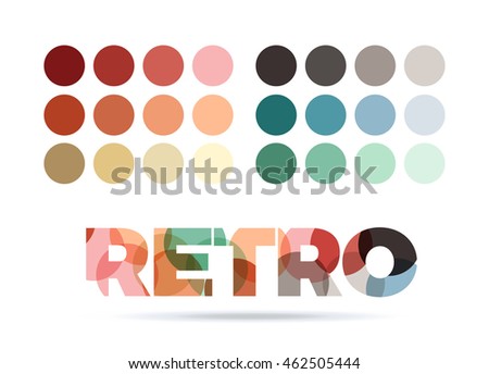 retro color sample palette, vector circle swatches