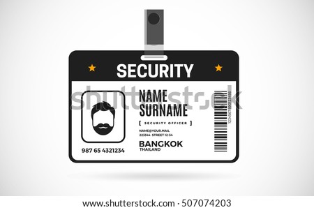 Event Security id card set with lanyard. vector design and text template illustration