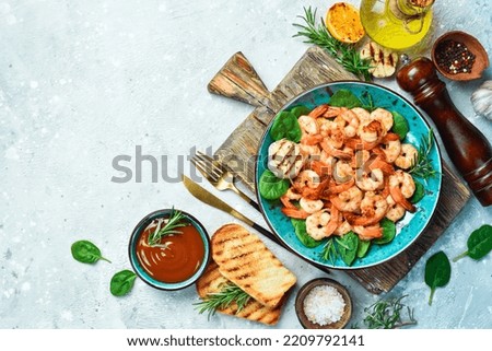 Similar – Image, Stock Photo Shrimps served on white plate