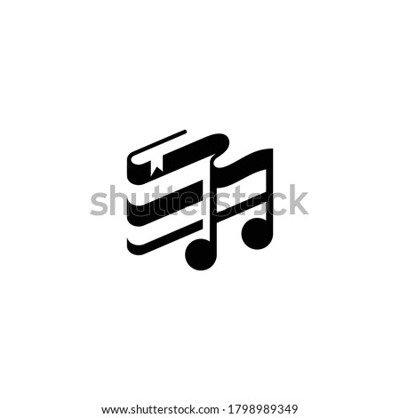 Black Music book with note icon isolated on white background. Music sheet with note stave. Notebook for musical notes. Random dynamic shapes. Vector Illustration