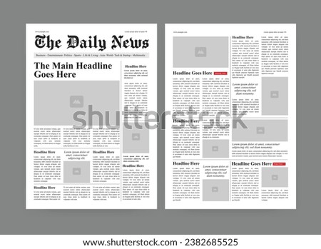 Newspaper template and classic daily newspaper layout.
