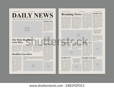 newspaper design and the daily newspaper with text and picture placeholder