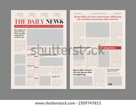 Newspaper and daily newspaper, vintage newspaper layout. 