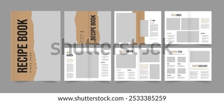 Recipe book layout template, cookbook design, food menu template, cook book magazine design