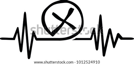 Heartbeat pulse line with geocaching sign