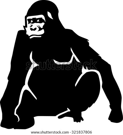 Gorilla Silhouette Sitting Stock Vector Illustration 321837806 ...