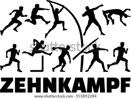 Decathlon silhouette of athletics german