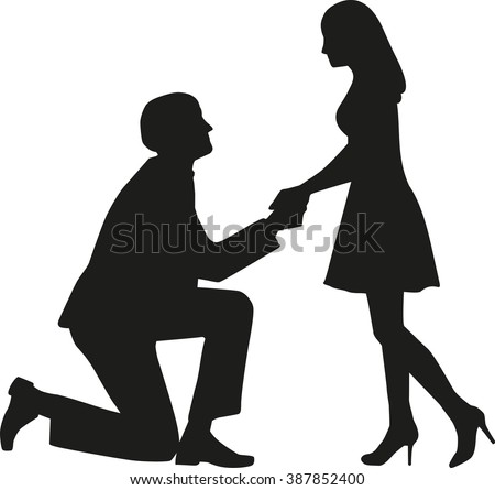 Proposal Man On Knees Asking His Wife To Marry Him Stock Vector ...