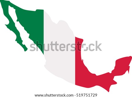 Mexico map with flag