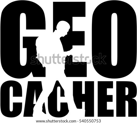 Geocacher word with silhouette