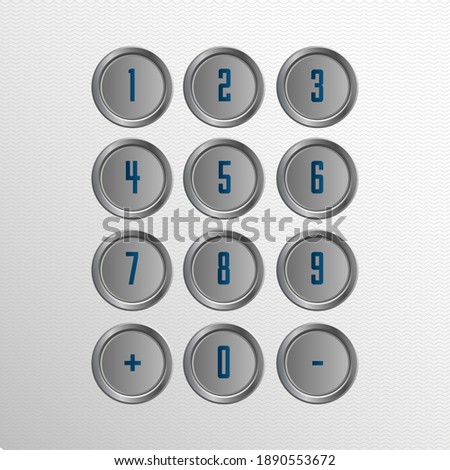 Vector sketch elevator buttons and panel Controls. Vector illustration isolated on white background.