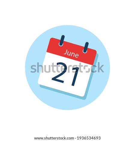 White daily calendar Icon June in a Flat Design style. Easy to edit Isolated vector Illustration.