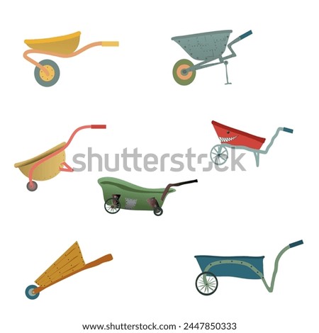 several types of garden carts with one wseveral types of garden carts with one wheel. There are painted illustrations of homemade iron carts and even a wooden or cast iron bathtubheel. 