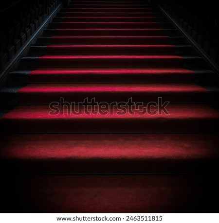 Image, Stock Photo red staircase Stairs