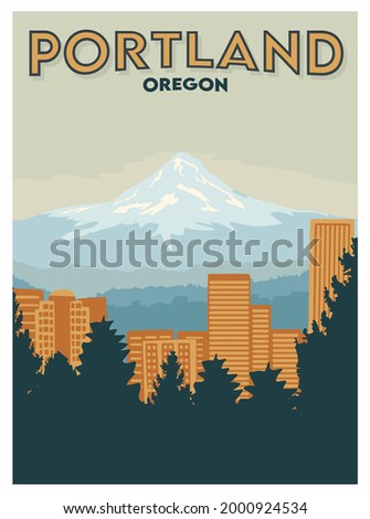 Portland Oregon city view poster