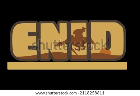 Enid with cowboy silhouette riding horse