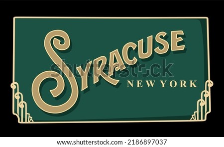 Syracuse New York with green background 