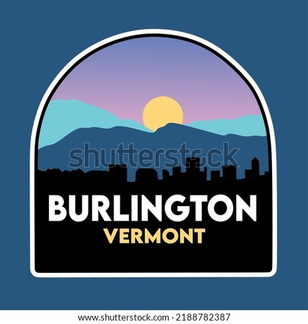 Burlington Vermont with blue background 