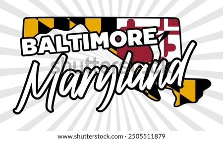 baltimore maryland united states with maryland state flag