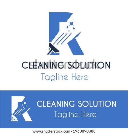 R Initial letter Cleaning Service Simple Modern Logo Idea. Housekeeping, Renovation and maintenance service company logo template. Housework cleaner disinfectant retail Business Logo vector template Stock foto © 