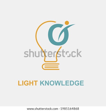 O Initial Letter Simple Modern Education Academy Logo template with Lamp Bulb and Book Icon. Smart, knowledge and science business logo concept Foto stock © 