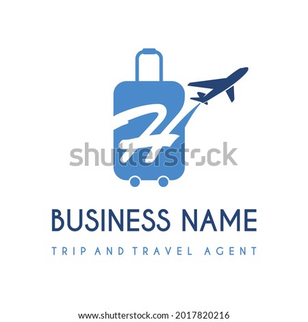 Initial Letter H with Suitcase Bag and Air Plane for Travel and Trip Agent Business Logo Idea. Recreation, Voyage, Vacation, Transport Service Company Logo Design Concept