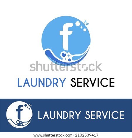 Initial F Letter with Bubble Splash Shine for Laundromat, Washing, Cleaning Service, housework, maid, Business logo idea