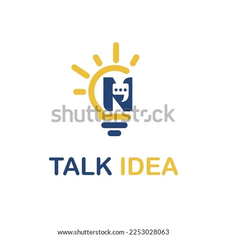 Initial N Letter with Light Bulb and Chat Icon for Innovative Technology Company Logo Idea Template Foto stock © 