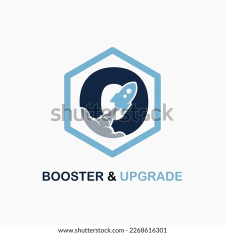 Letter O with Rocket Icon for Booster, Upgrade, Velocity, Speed for Finance, Education Business Consultant