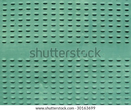 Painted metal with hole in green color