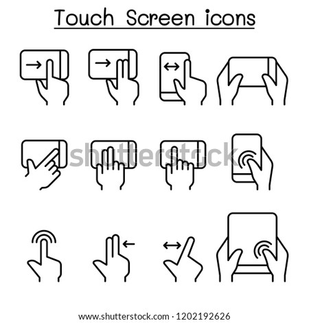 Touch screen icon set in thin line style