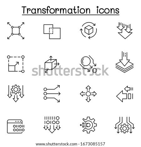 transform, edit, change, scale, update icon set in thin line style