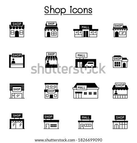 Set of shop icons. contains such Icons as, supermarket, shopping mall, hypermarket, store and more. 