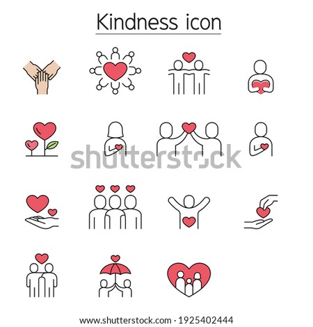 Kindness, Charity, Donation fill color line icons