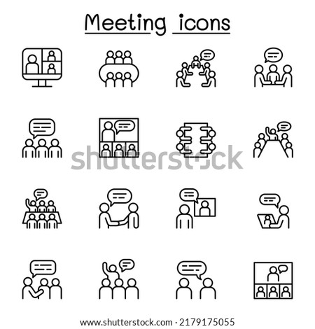 Meeting icon set in thin line style