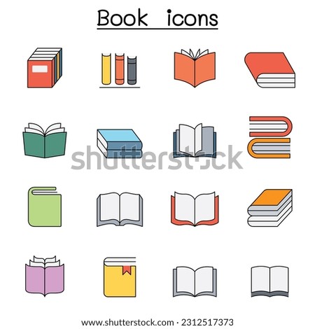 Book color line icon set