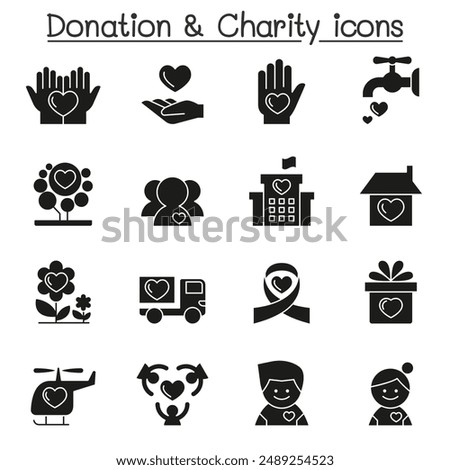 Donation  Charity icon set in glyph style