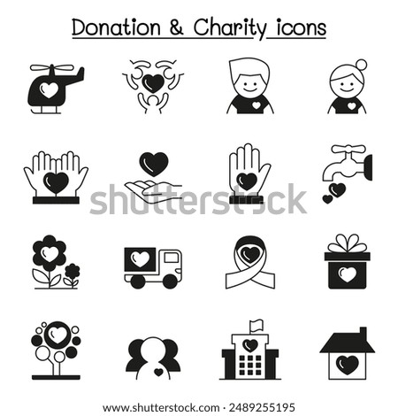 Donation  Charity icon set graphic design illustration