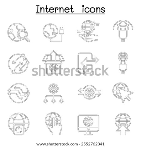 Internet , Connection , Online , Network icon set in thin line style