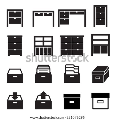 Cabinet & storage icon set
