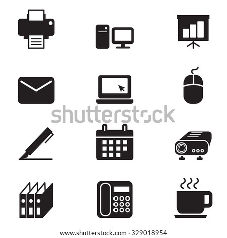 silhouette Business office tools icon set
