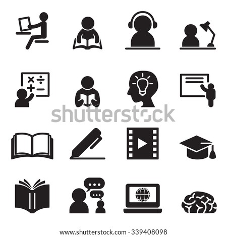 Learning Icons Set Stock Vector Illustration 339408098 : Shutterstock